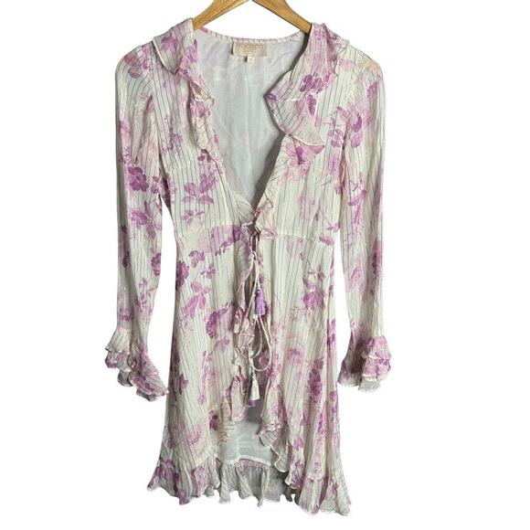 Rococo Sand Lilac Floral Mini Cover Up Dress Purple Size P - Picture 6 of 9